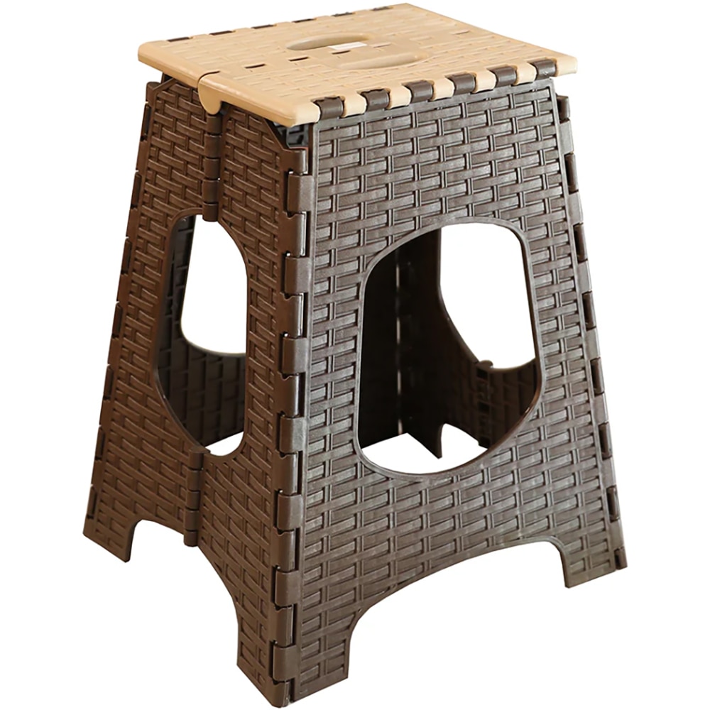 Taburet pliabil, plastic, maro