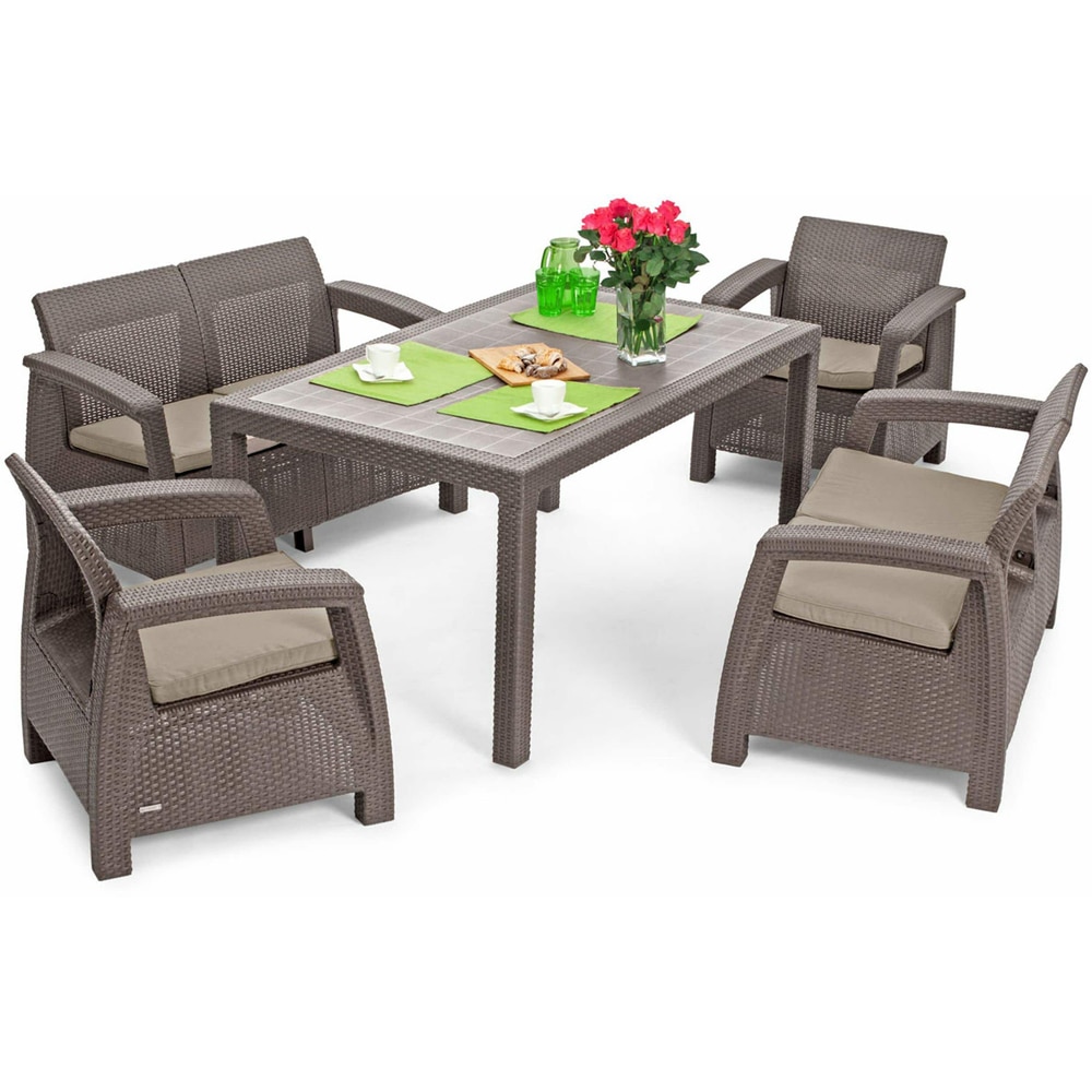 Set mobilier gradina Keter, 5 piese, perne, gri