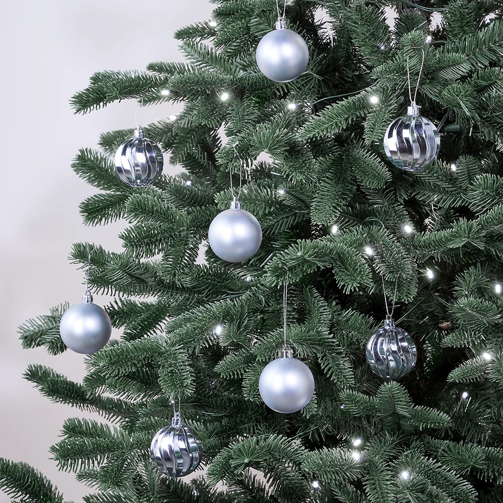 Set globuri, 6 cm, argintiu, 8 bucati