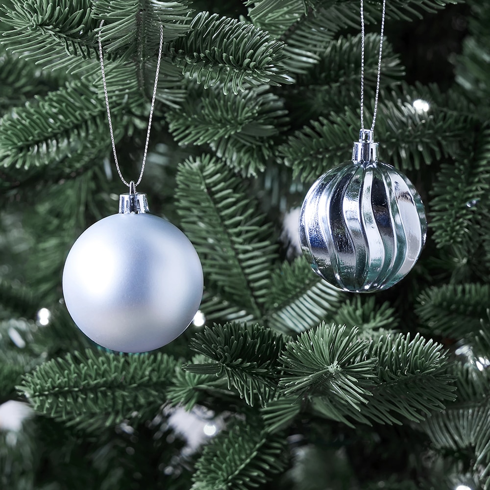 Set globuri, 6 cm, argintiu, 8 bucati
