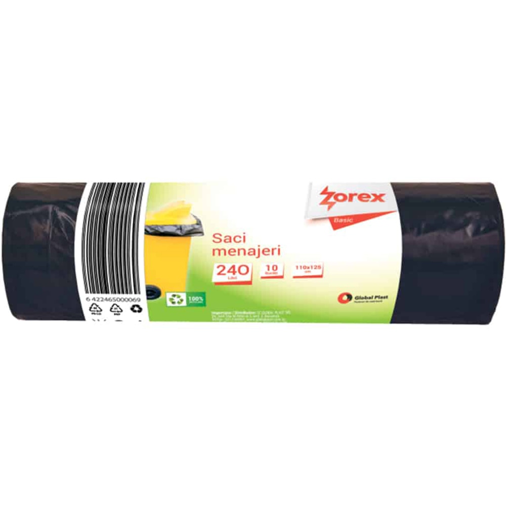 Saci menajeri ZOREX Basic GSM540, 10 bucati, 240 l, negru