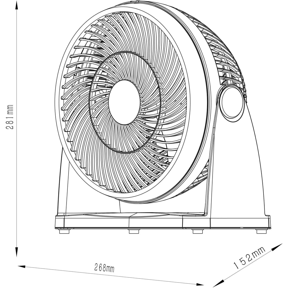 Ventilator de birou, 3 trepte de viteza, 21W, negru