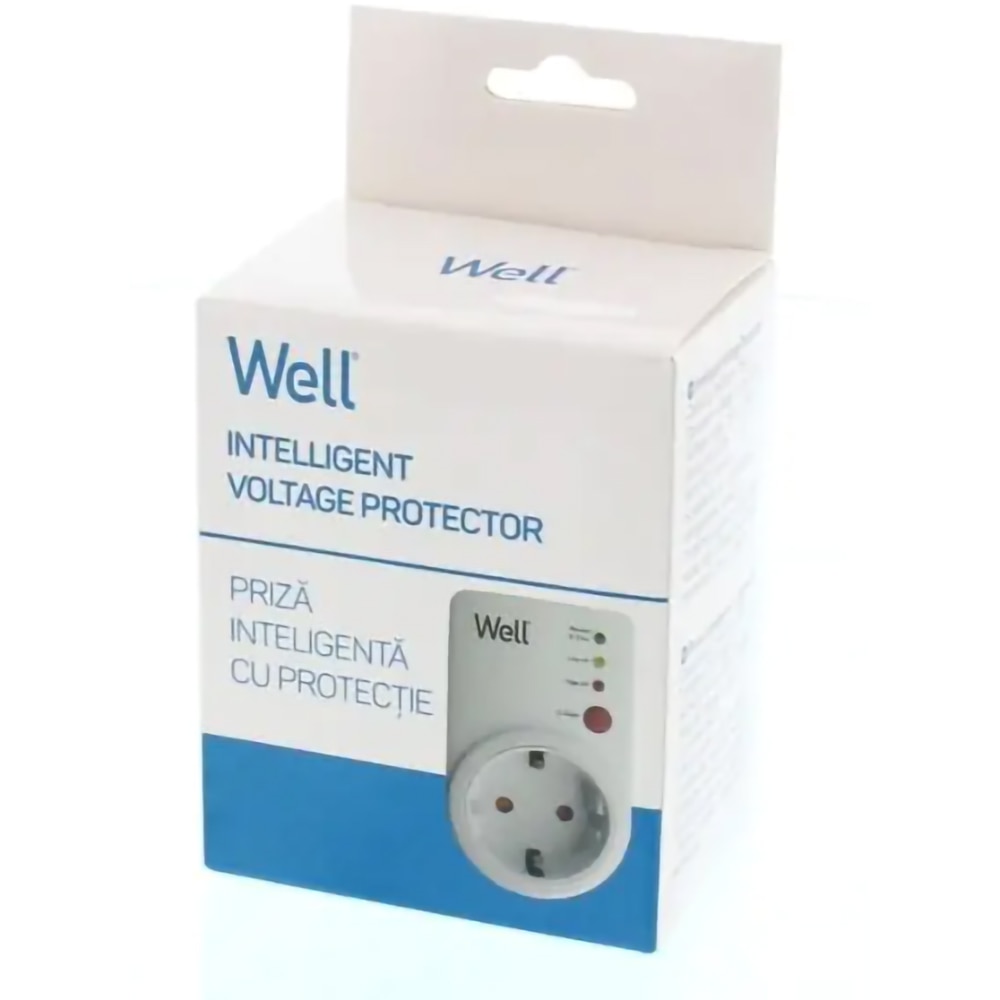 Stecher Schuko WELL ELAD-SH-PROT/VS-WL, protectie la joasa si inalta tensiune, 15A, alb