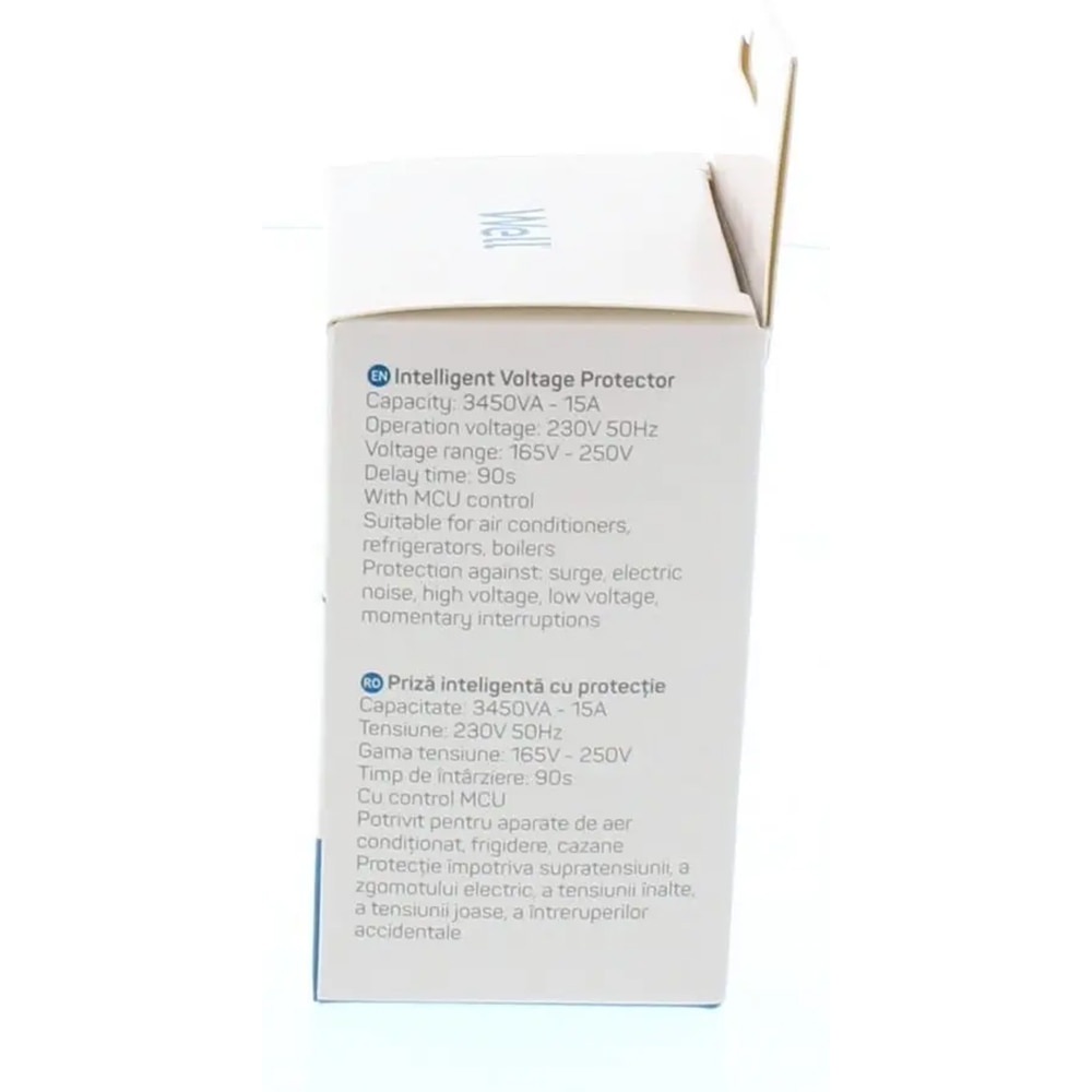 Stecher Schuko WELL ELAD-SH-PROT/VS-WL, protectie la joasa si inalta tensiune, 15A, alb