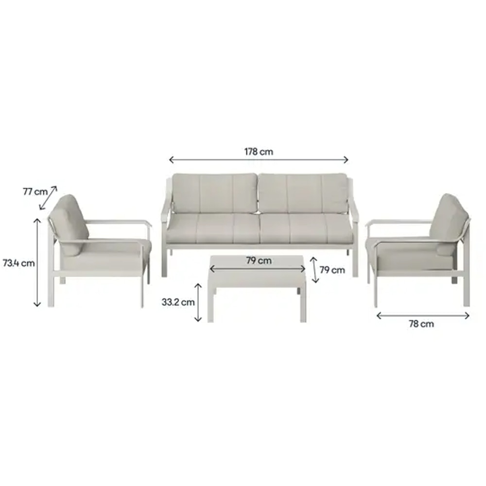 Set mobilier gradina GOODHOME Santacruz Peyote 101483106, 4 piese, gri
