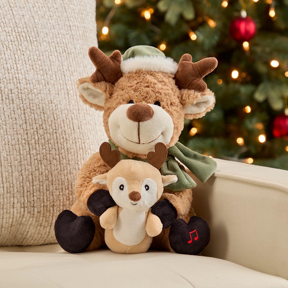 Ren cu pui interactiv cu sunete, 30 cm, maro