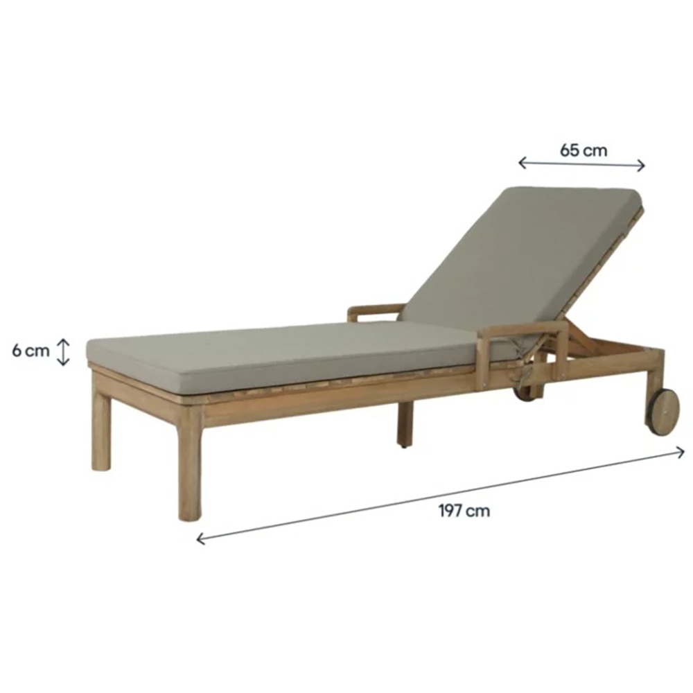 Perna pentru sezlong Tiga GOODHOME, 197 x 65 x 6 cm, poliester, gri