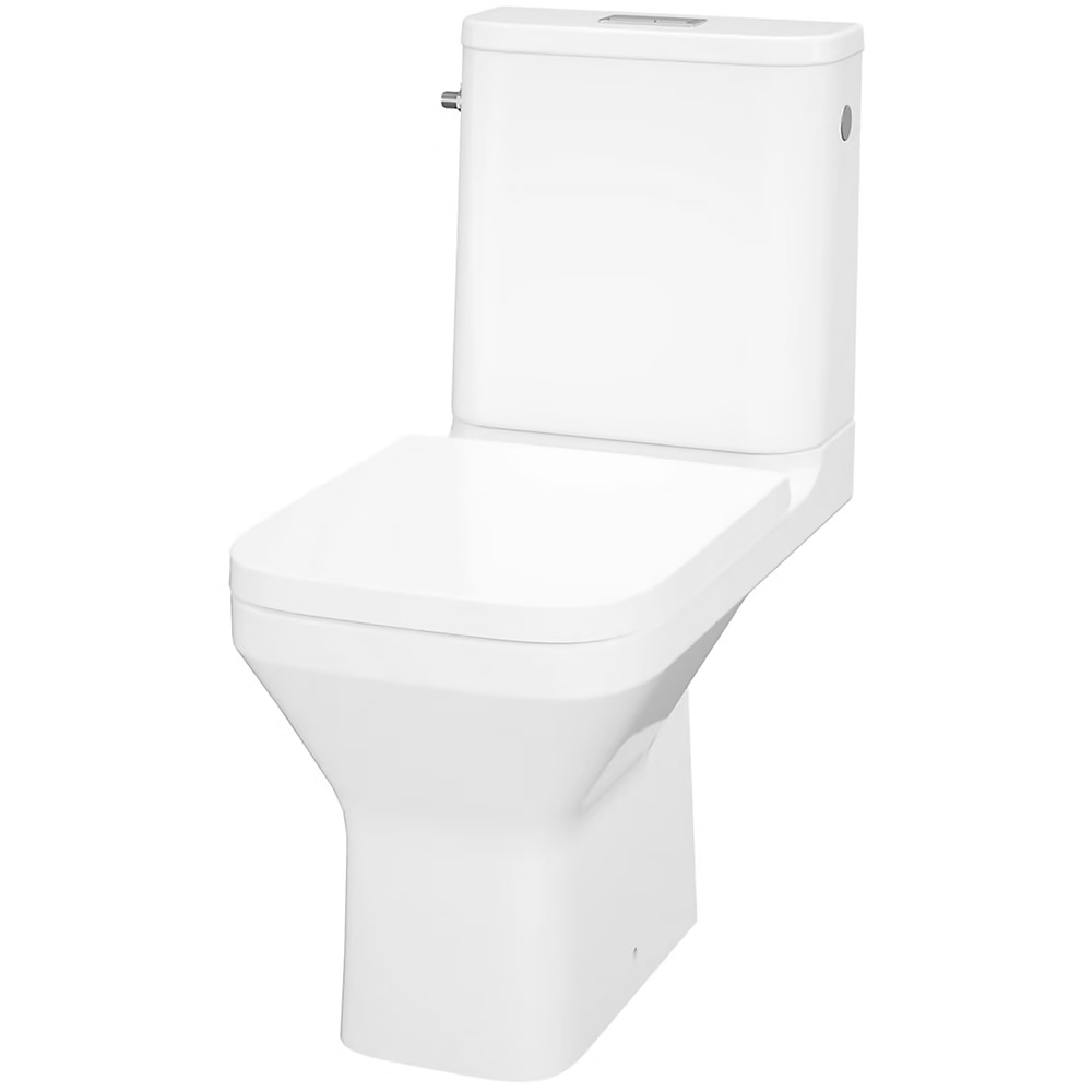 Set vas WC GoodHome Teesta, ceramica, evacuare orizontala, rezervor 3-4.5 l, Capac SoftClose, alb