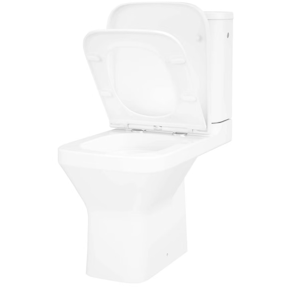 Set vas WC GoodHome Teesta, ceramica, evacuare orizontala, rezervor 3-4.5 l, Capac SoftClose, alb