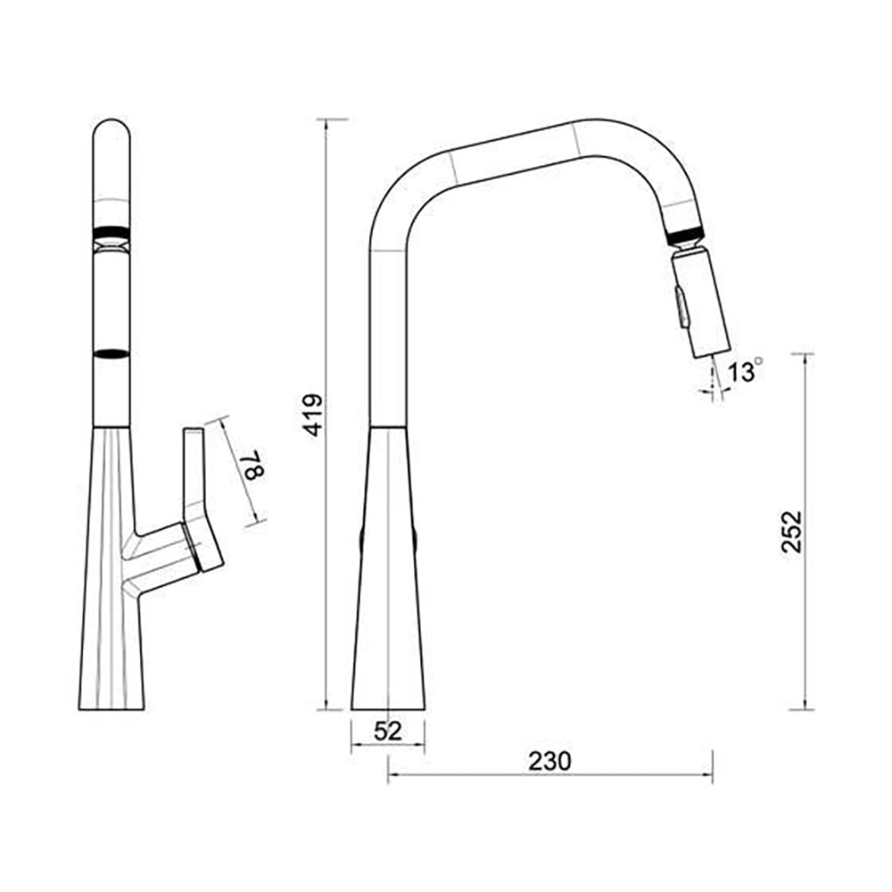 Baterie bucatarie GOODHOME Berne Swivel, alama, negru