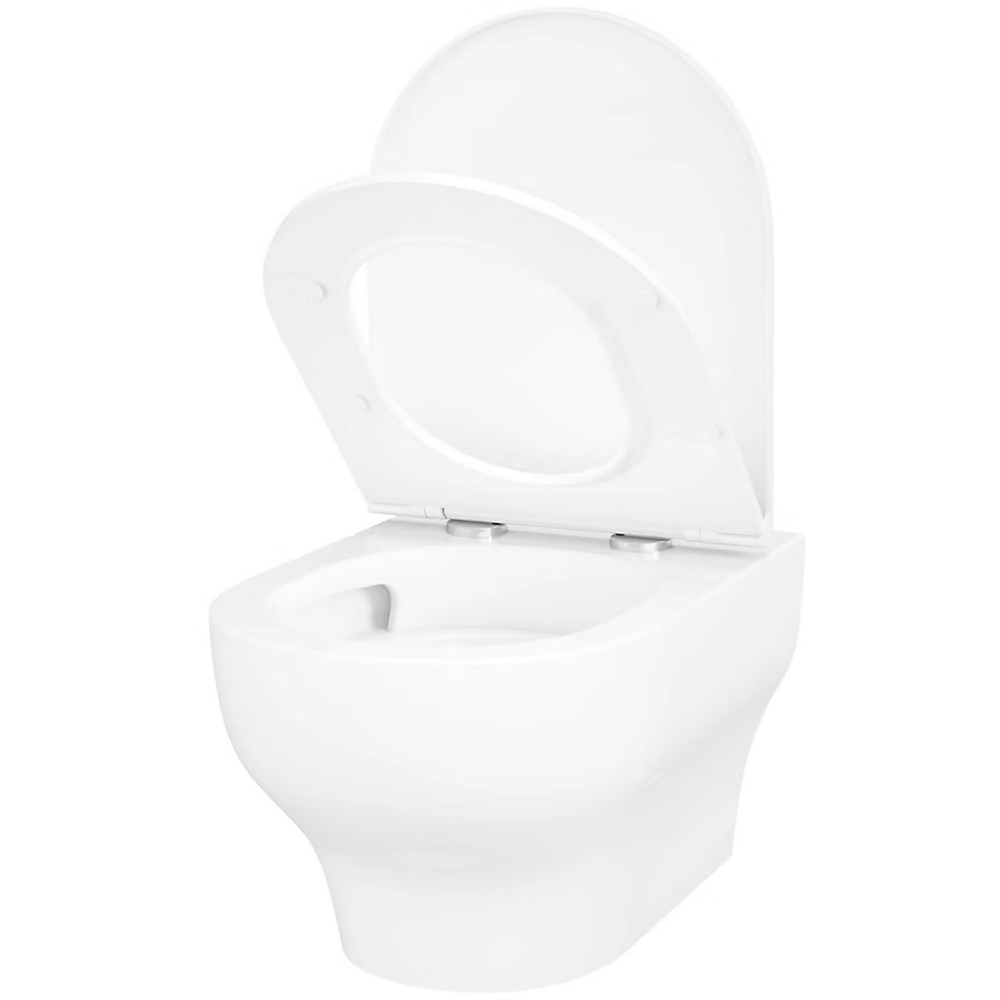 Vas WC suspendat GOODHOME Cavally, ceramica, 36 x 53 x 35 cm, capac SoftClose, alb