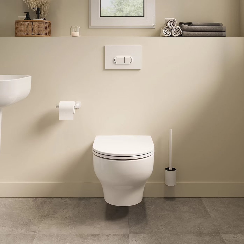 Vas WC suspendat GOODHOME Cavally, ceramica, 36 x 53 x 35 cm, capac SoftClose, alb