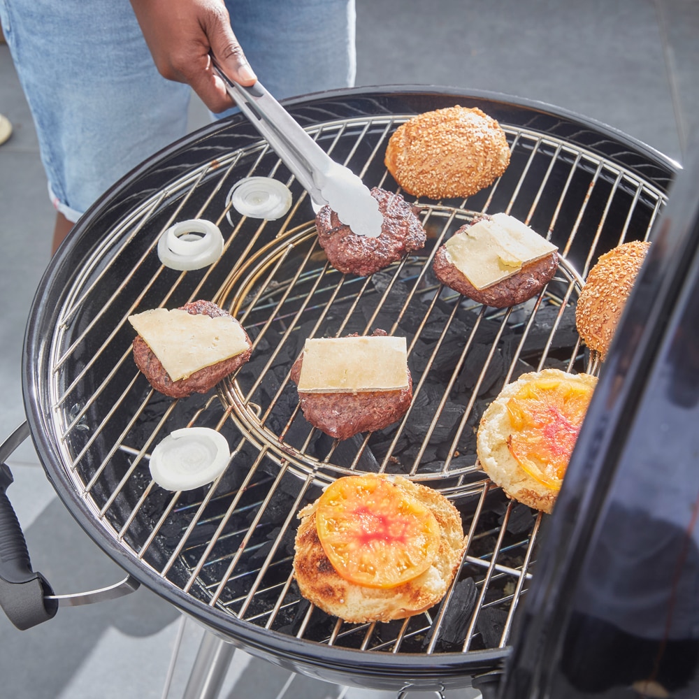 Gratar carbune GOODHOME Elland, 57 cm, 1 suprafata, 2 role, negru