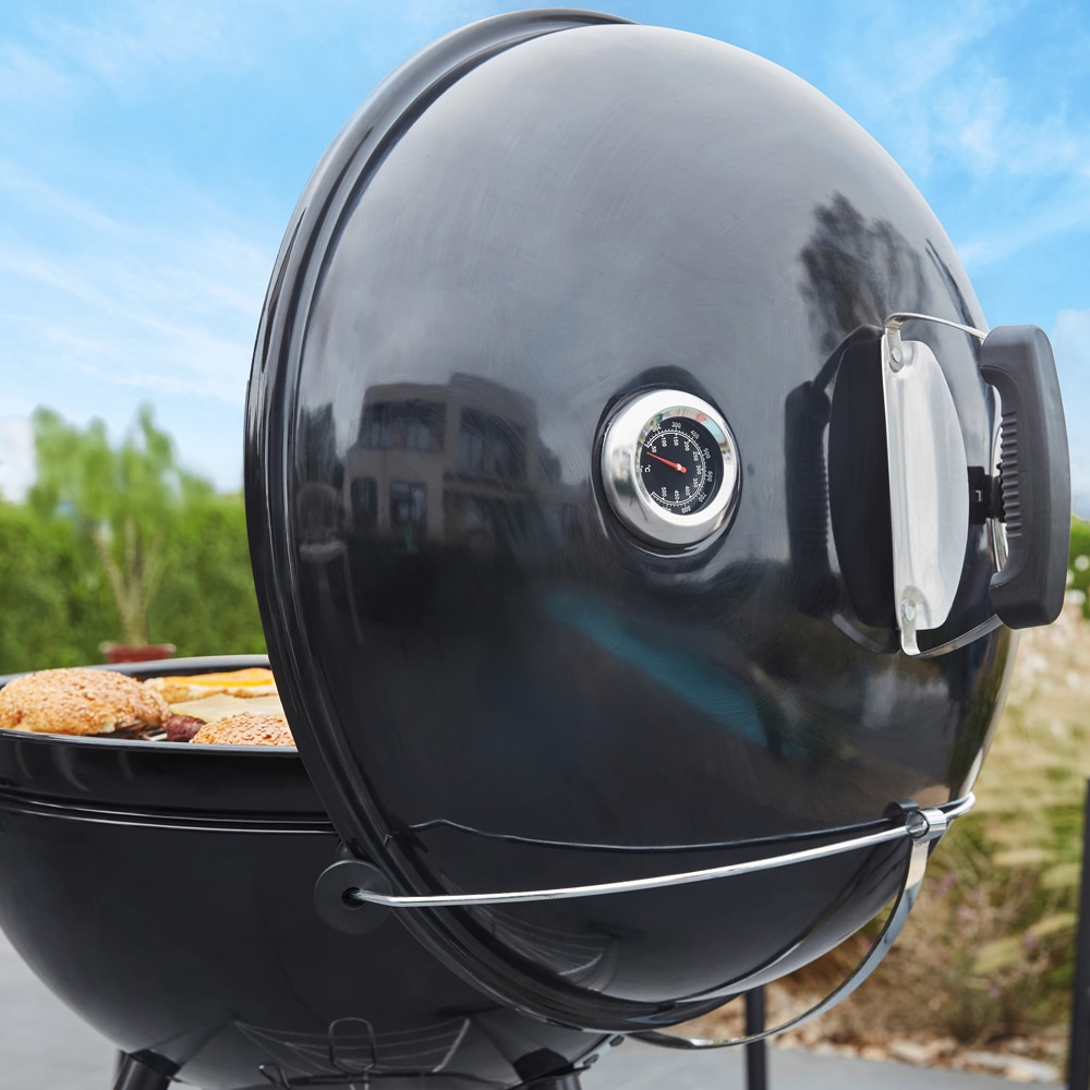 Gratar carbune GOODHOME Elland, 57 cm, 1 suprafata, 2 role, negru