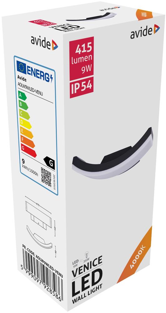 Lampa exterioara de perete led, 9w nw ip54 venice