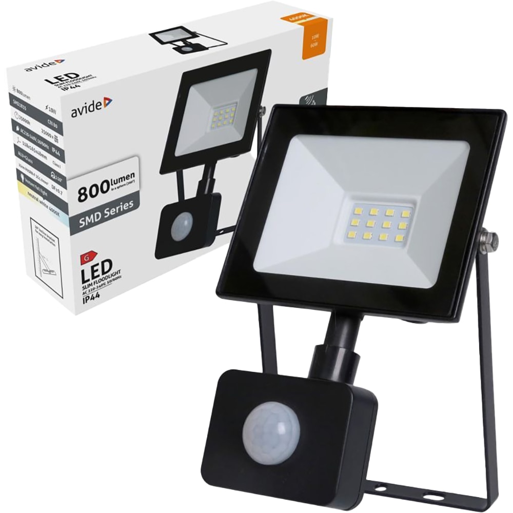 Reflector LED AVIDE, 10W, 800lm, IP44, negru