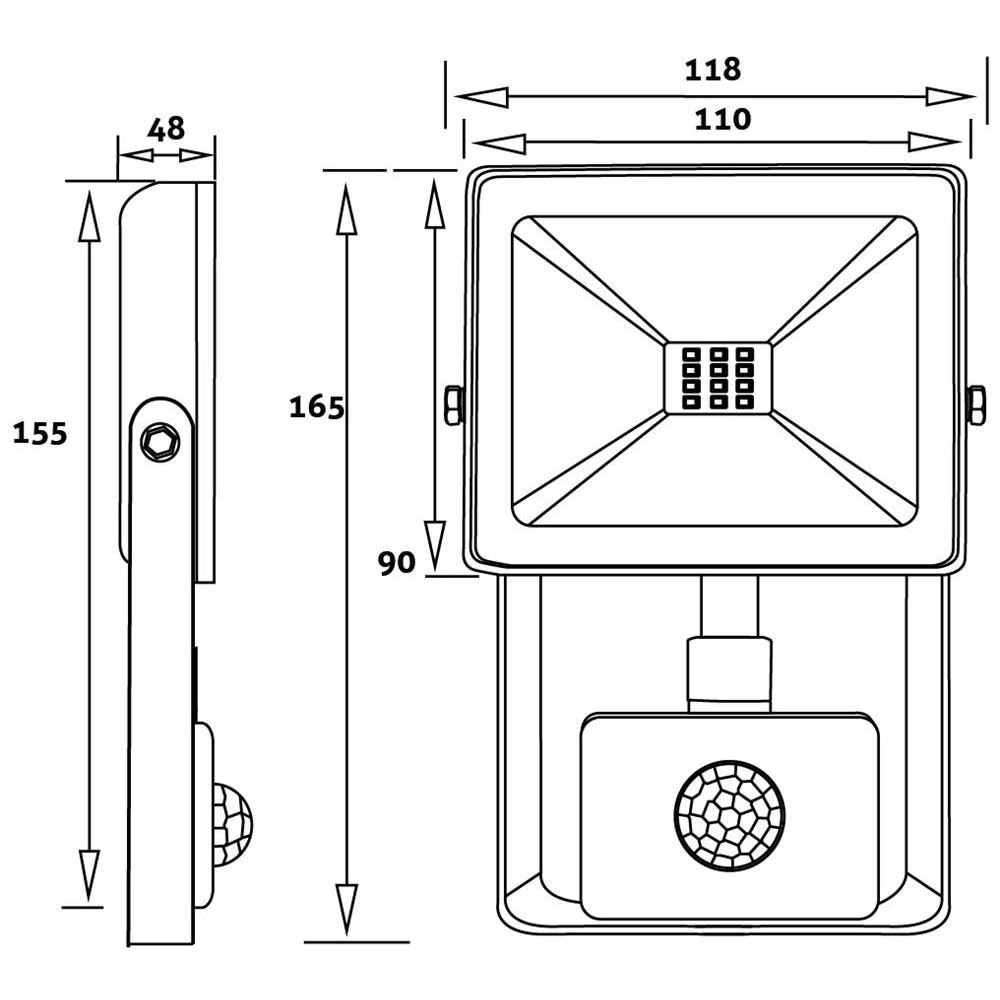 Proiector LED cu senzor de miscare AVIDE, 20W, 1600lm, negru