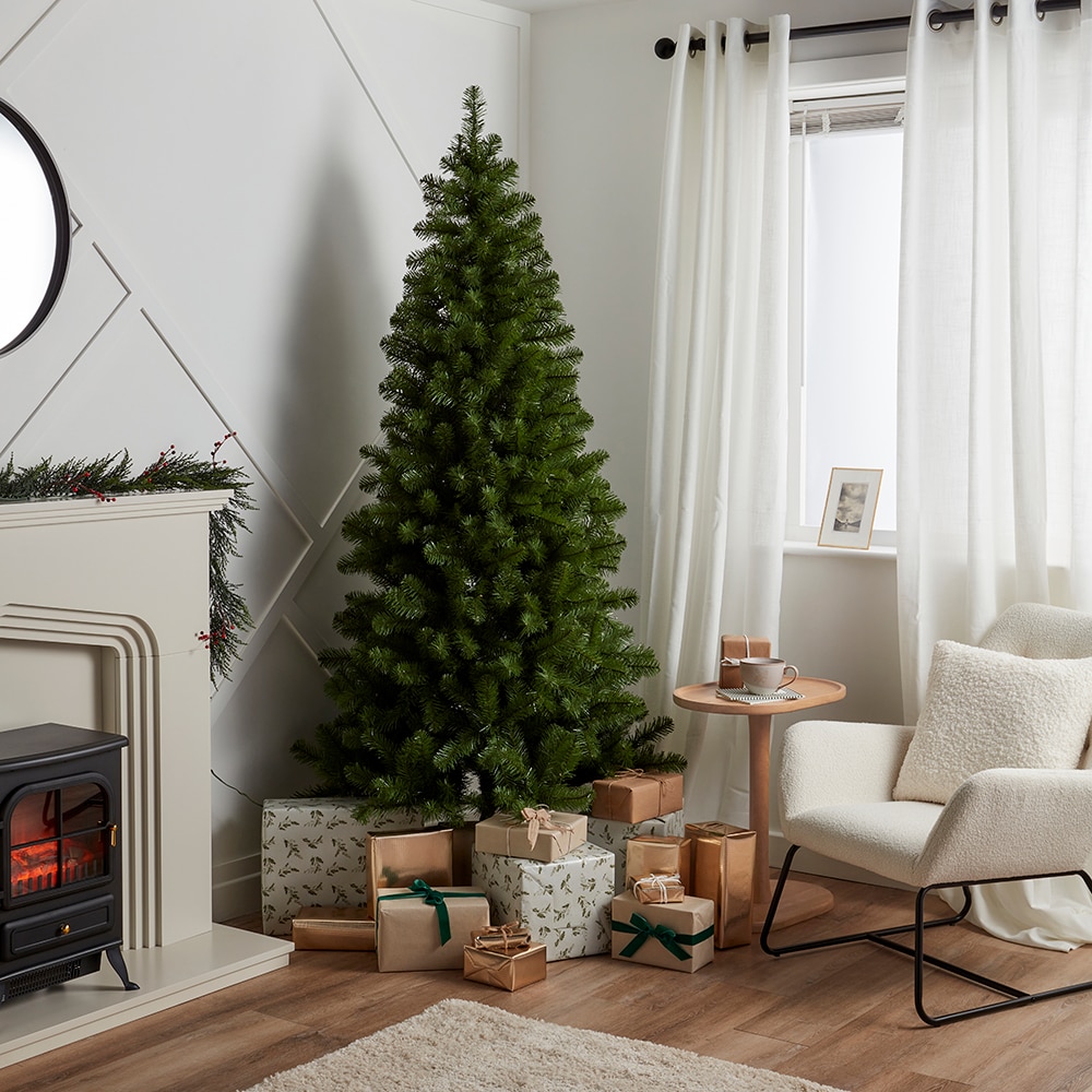 Brad artificial, 183 cm, iluminare multicolor, verde