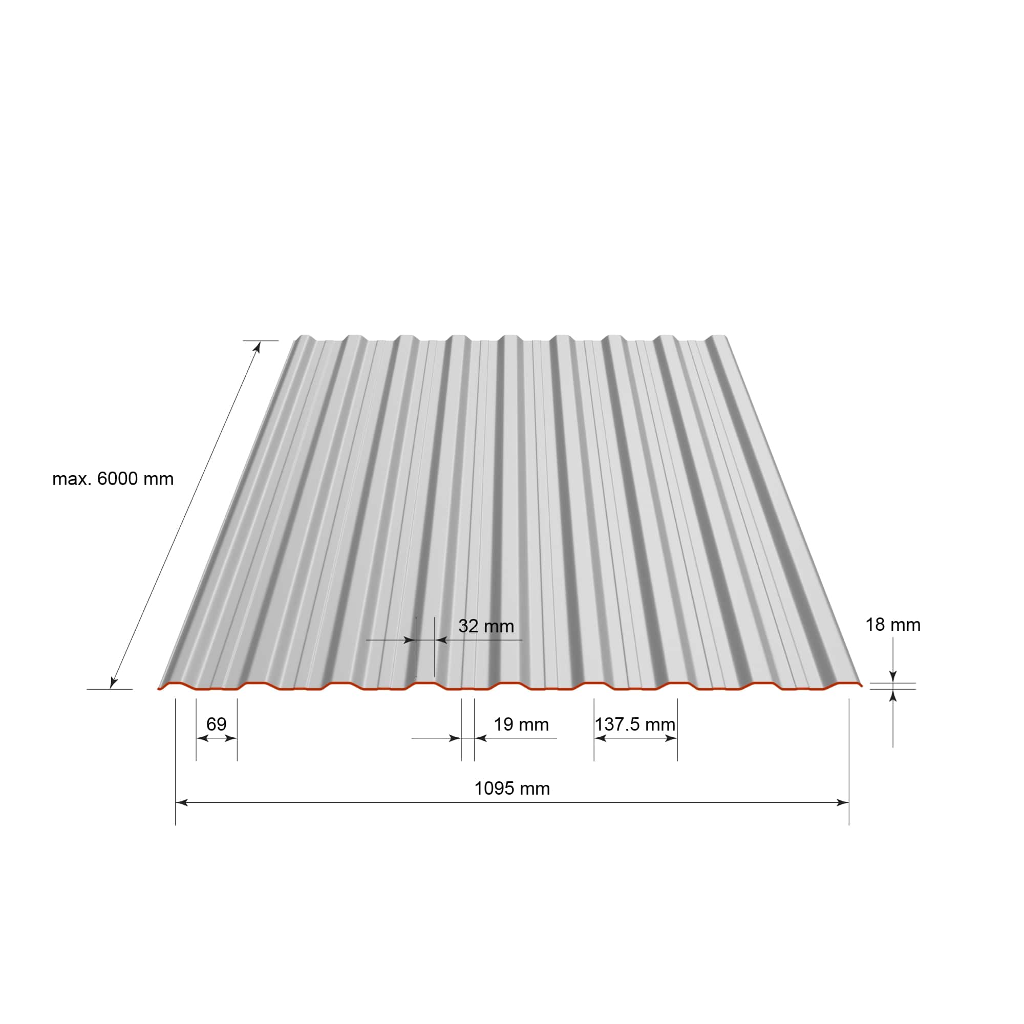 Tabla cutata H18, Gri, RAL 7016, 0,35 mm x 200 cm x 113,4 cm  Bravo