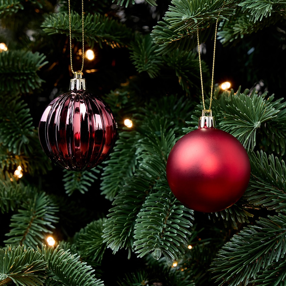 Set globuri de Craciun, 8 bucati, 6 cm, rosu