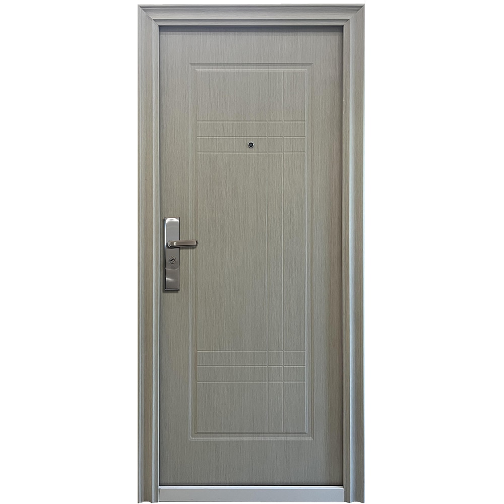 Usa de intrare pentru apartament Lines, fara geam, dreapta, otel, 88 x 205 cm, bej