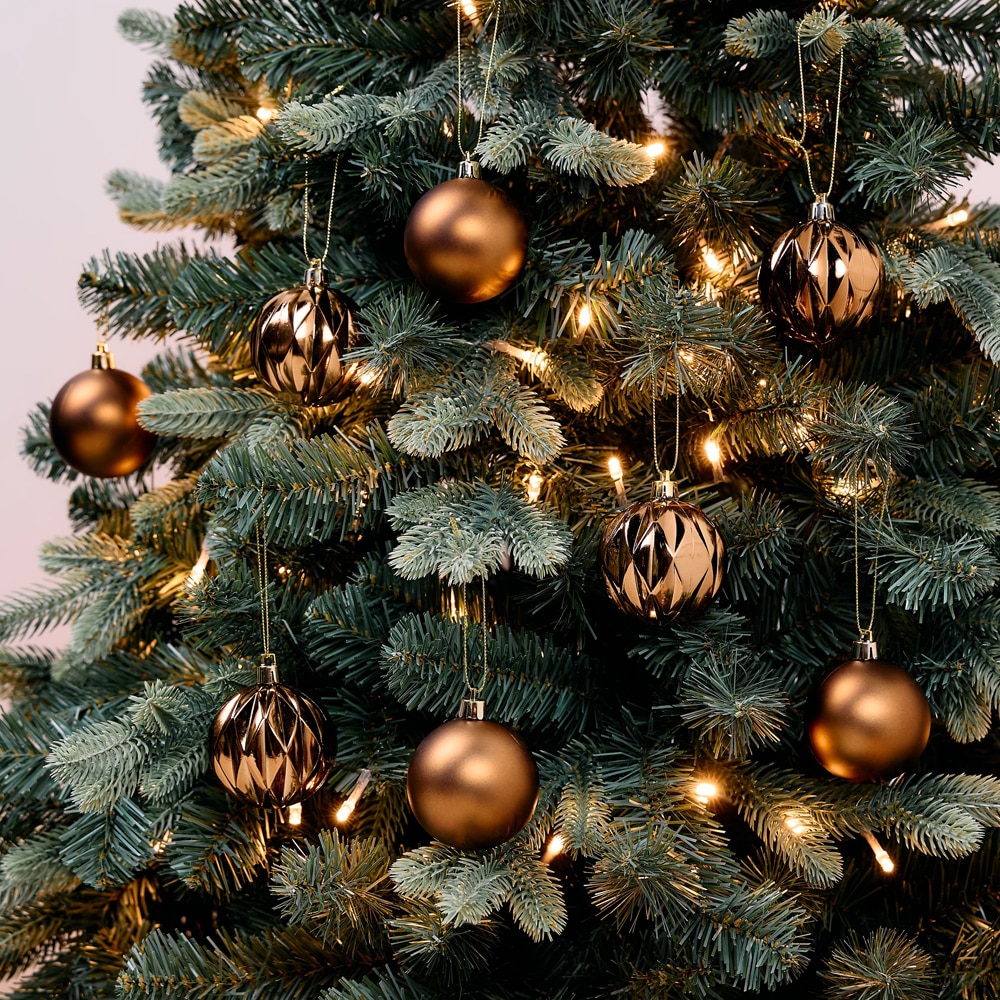 Set globuri de Craciun, 8 bucati, 6 cm, ginger