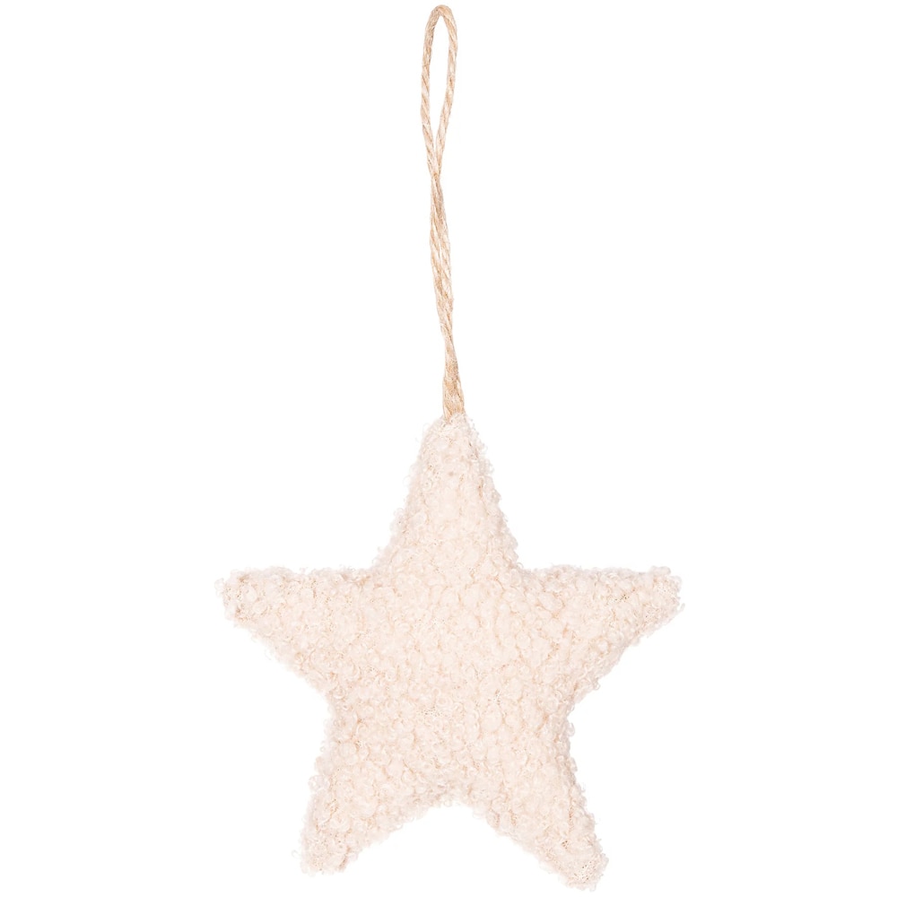 Set ornamente de Craciun, 3 bucati, 9.7 cm, crem