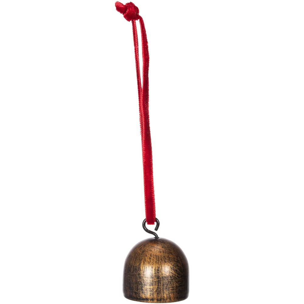 Set clopotei de Craciun, 5 bucati, 3.2 cm, auriu-rosu