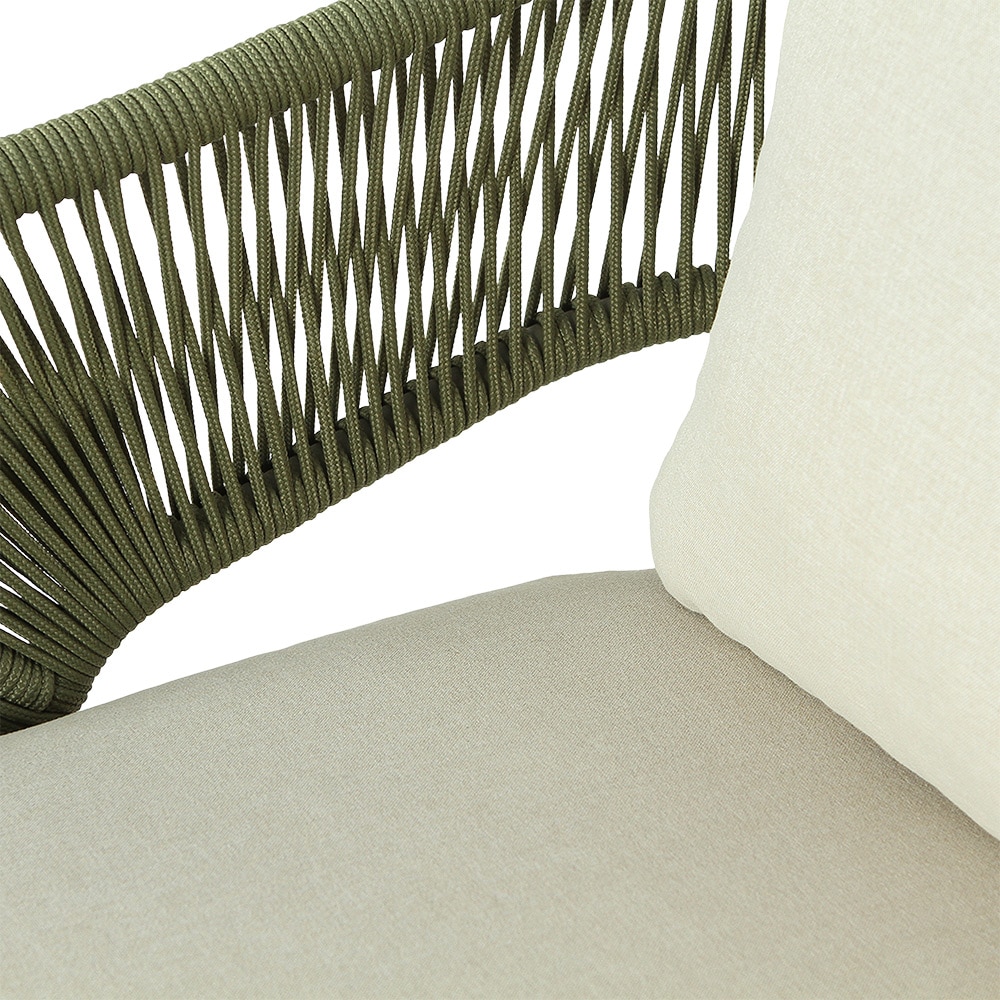 Set mobilier terasa GIZA, perne incluse, sticla si ratan, bej/kaki, 4 piese