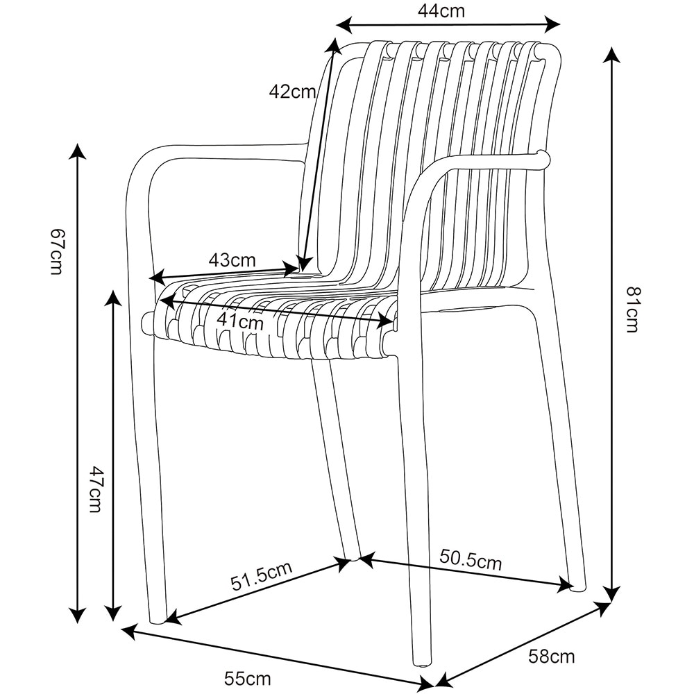 Scaun de gradina GOODHOME Timbo, 55 x 58 x 81 cm, sarcina maxima 100kg, plastic, portocaliu
