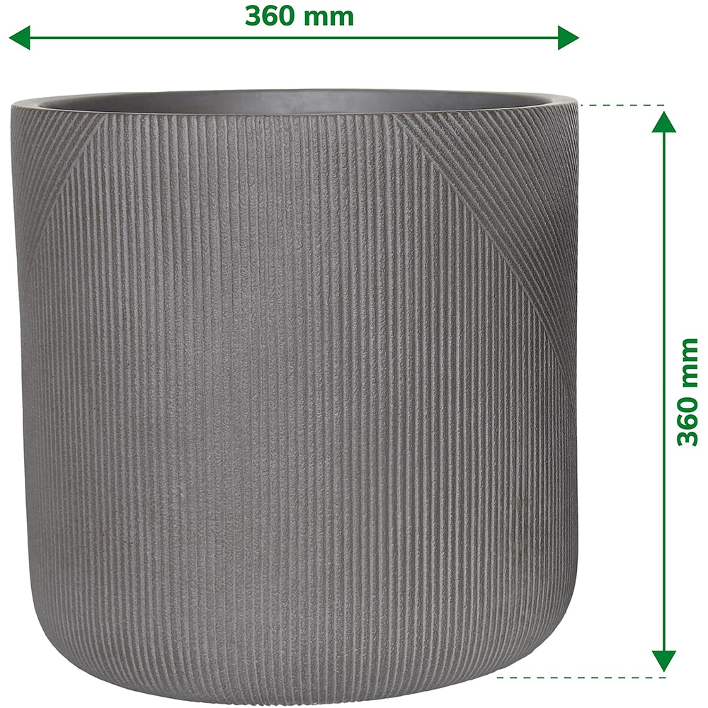 Ghiveci flori VERVE, lut, D 36 cm, gri inchis