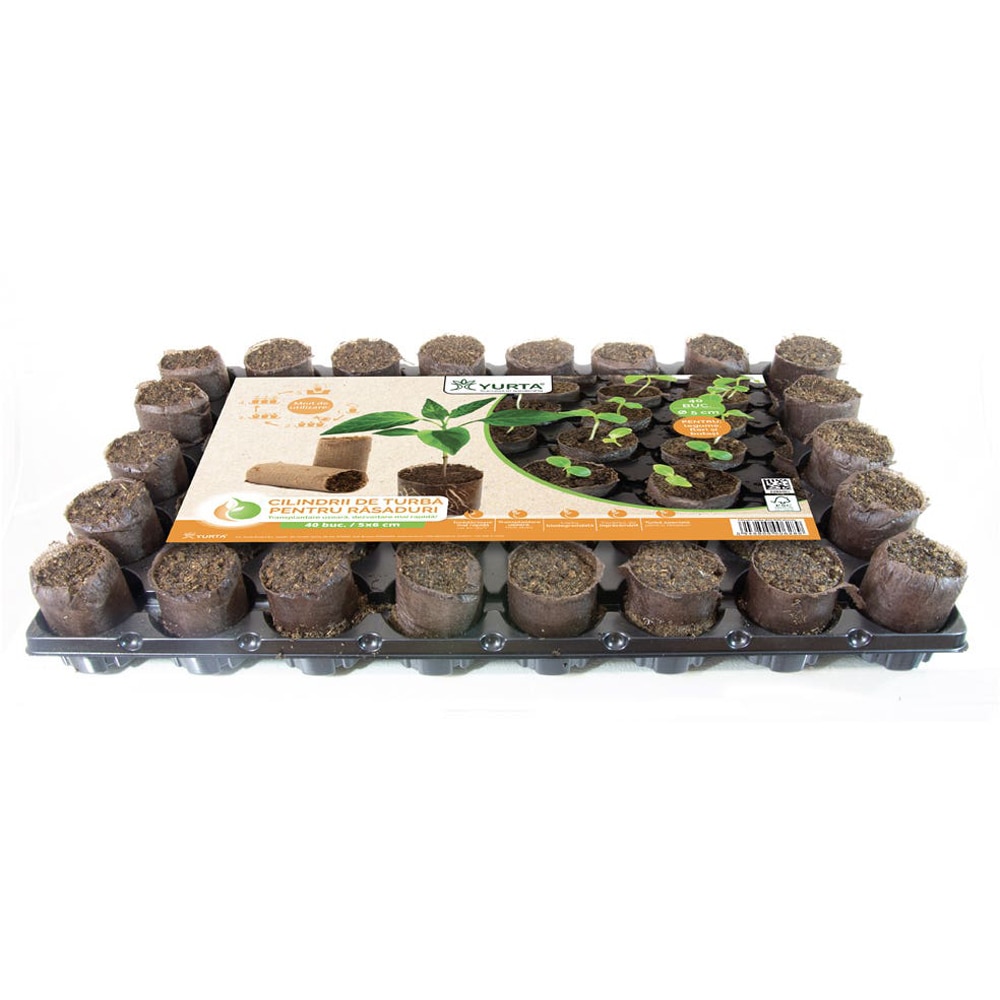Alveole cilindri de turba pentru rasaduri Yurta, 40 bucati