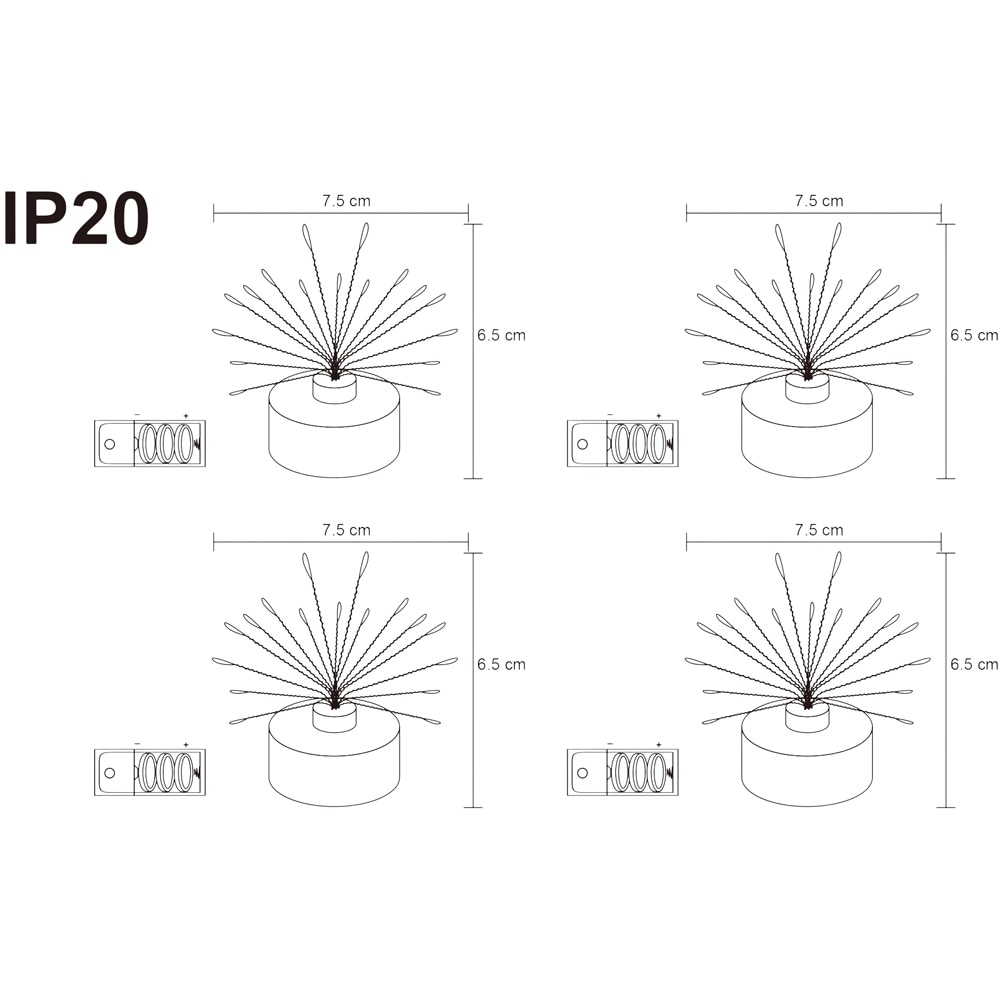 Decoratiune luminoasa Craciun, LED, 4 bucati, argintiu