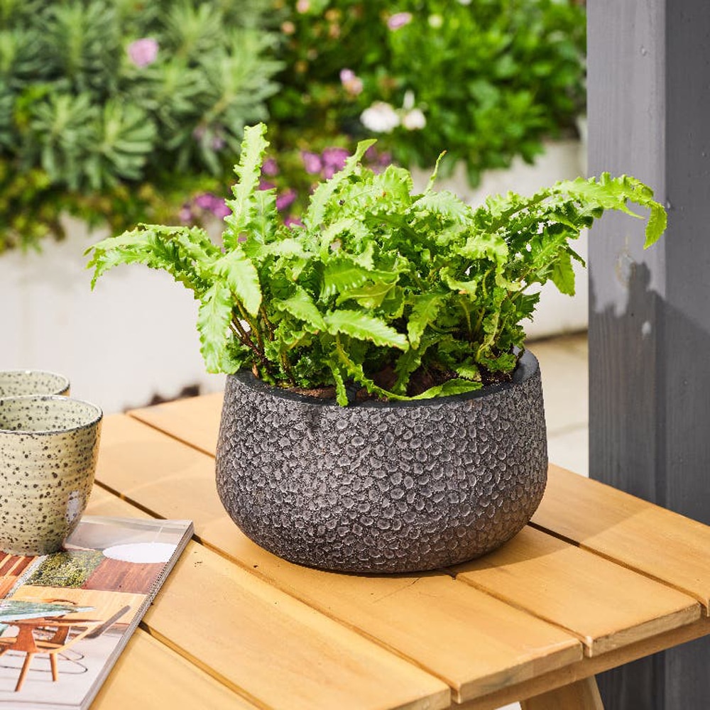 Ghiveci flori VERVE, lut, D 24 cm, negru