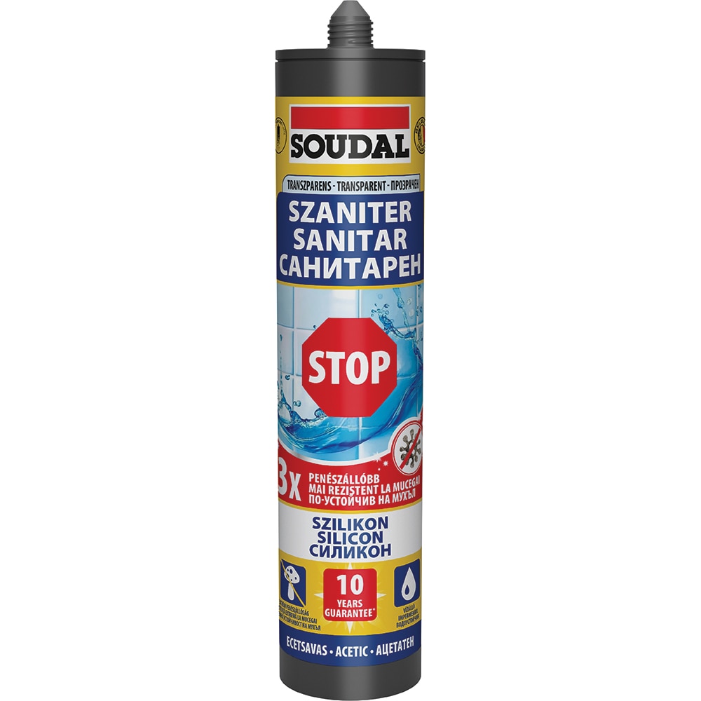 Silicon sanitar SOUDAL, aplicare cu pistol, transparent, 280 ml