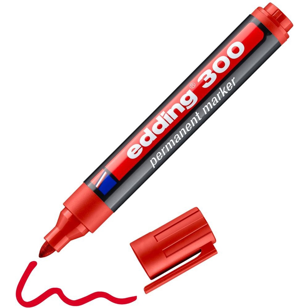 Marker permanent EDDING 300, varf rotund, 1.5-3 mm, rosu