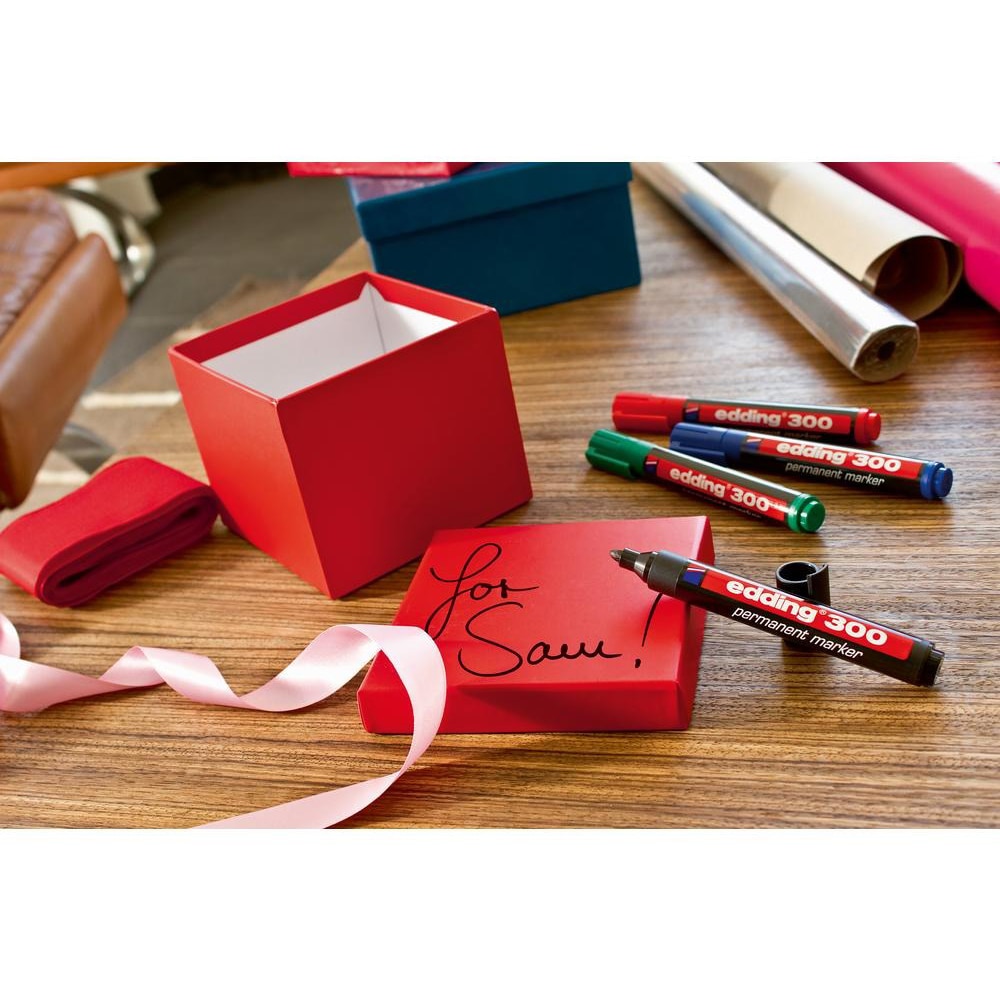 Set markere permanente EDDING 300, corp plastic, varf rotund, 1.5 - 3 mm, 4 bucati, multicolor