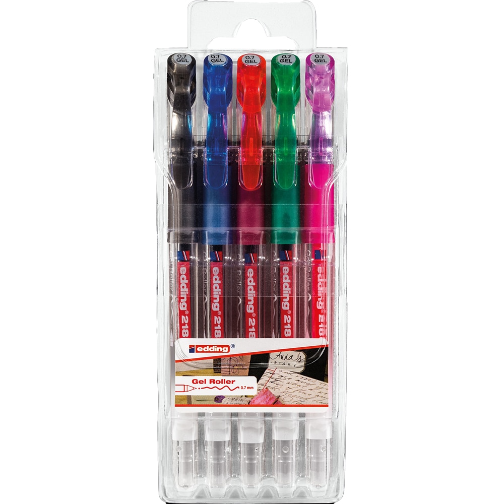Set roller cu gel EDDING 2185, 0.7 mm, multicolor, 5 bucati