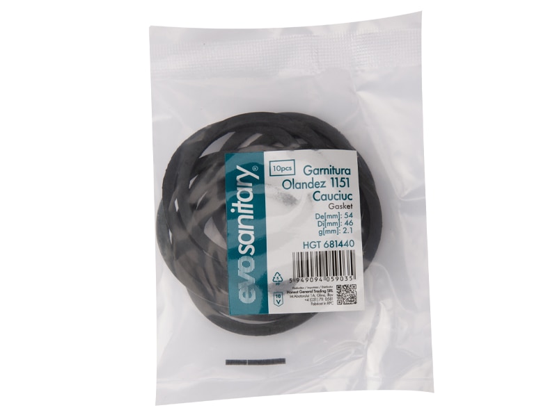 Garnitura Olandez 1151 / De[mm]: 54; Di[mm]: 46; g[mm]: 2.1; M: Cauciuc