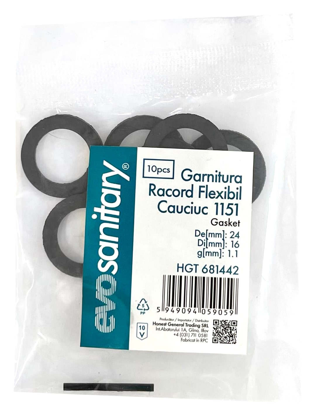 Garnitura Racord Flexibil Cauciuc 1151 / De[mm]: 24; Di[mm]: 16; g[mm]: 1.1