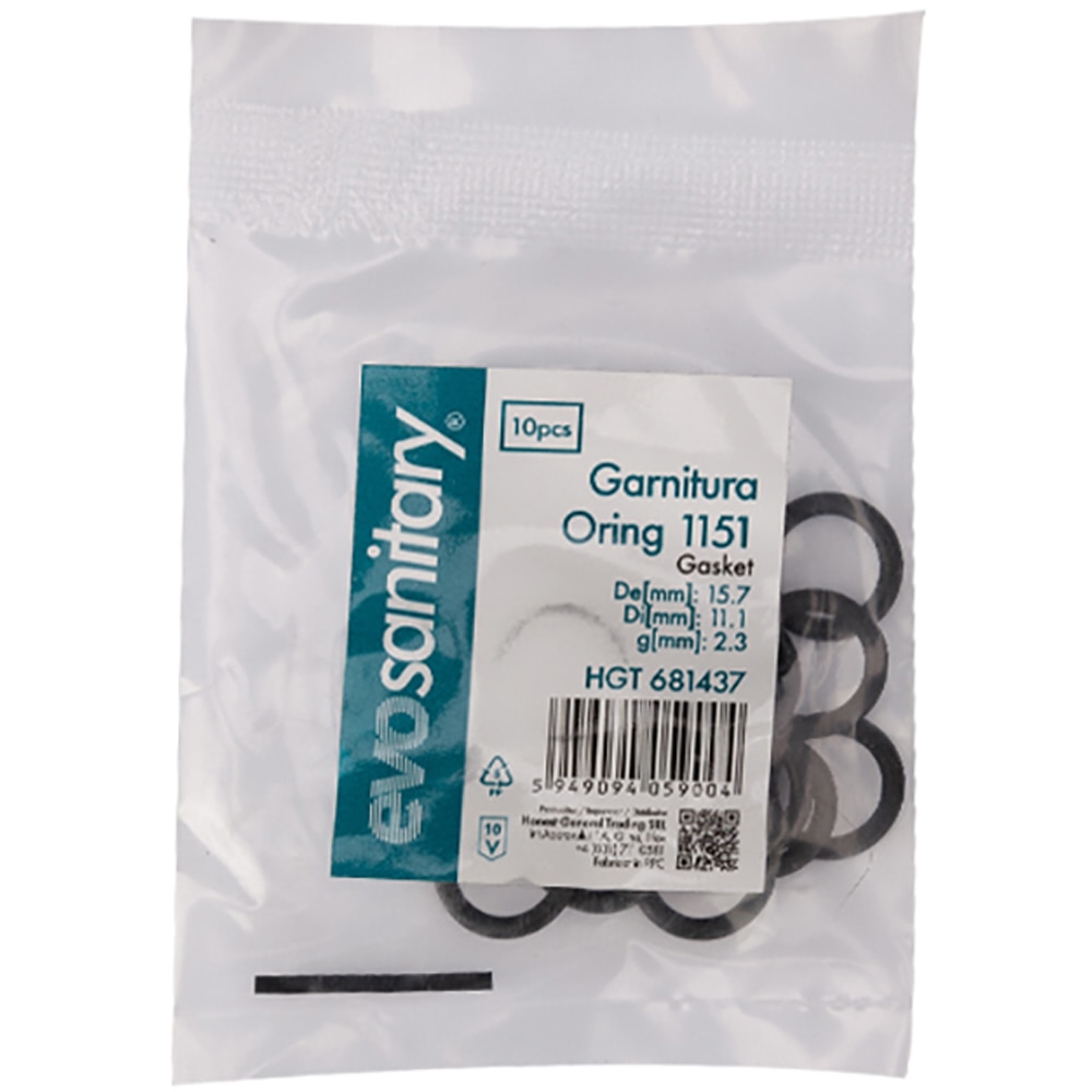 Set garnituri O-Ring EVOSANITARY, 15.7 x 11.1 mm, 10 bucati
