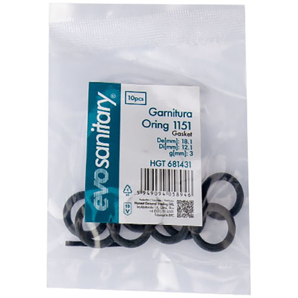 Set garnituri O-Ring EVOSANITARY, 18.1 x 12.1 mm, 10 bucati