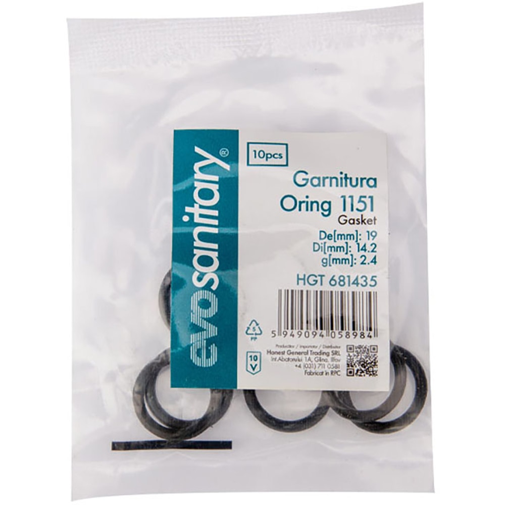 Set garnituri O-Ring EVOSANITARY, 19 x 14.2 mm, 10 bucati