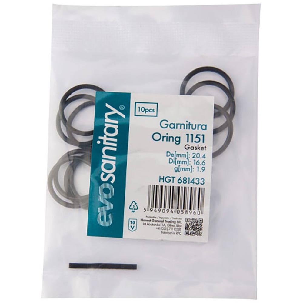 Set garnituri O-Ring EVOSANITARY, 20.4 x 16.6 mm, 10 bucati