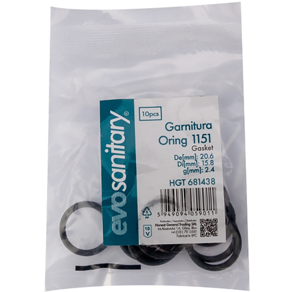 Set garnituri O-Ring EVOSANITARY, 20.6 x 15.8 mm, 10 bucati