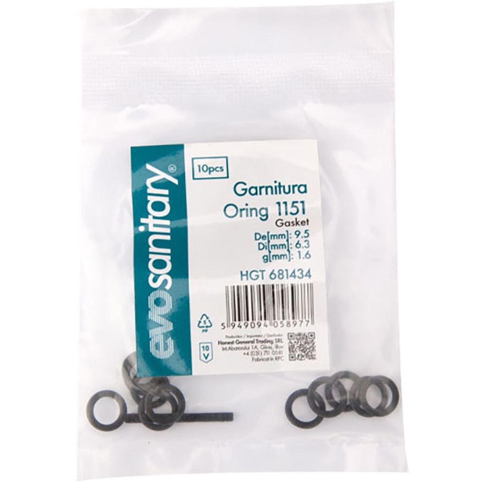 Set garnituri O-Ring EVOSANITARY, 9.5 x 6.3 mm, 10 bucati