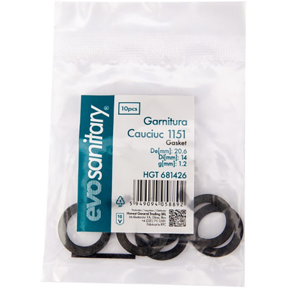 Set garnituri de cauciuc EVOSANITARY, 20.6 x 14 mm, 10 bucati