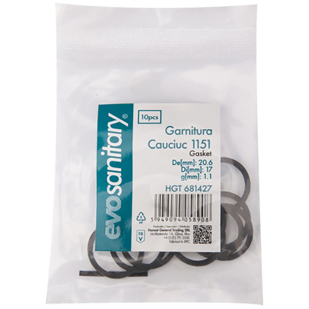 Set garnituri de cauciuc EVOSANITARY, 20.6 x 17 mm, 10 bucati