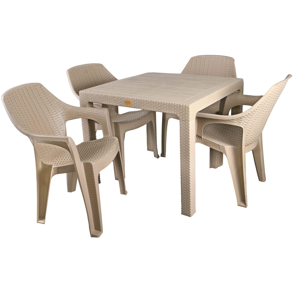 Masa terasa Outdoor Living, plastic, 90 x 90 cm, maro deschis