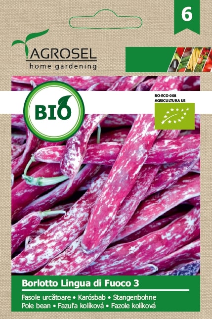 Seminte fasole urcatoare Borlotto lingua di fuoco 3 AGROSEL, 4.6 g